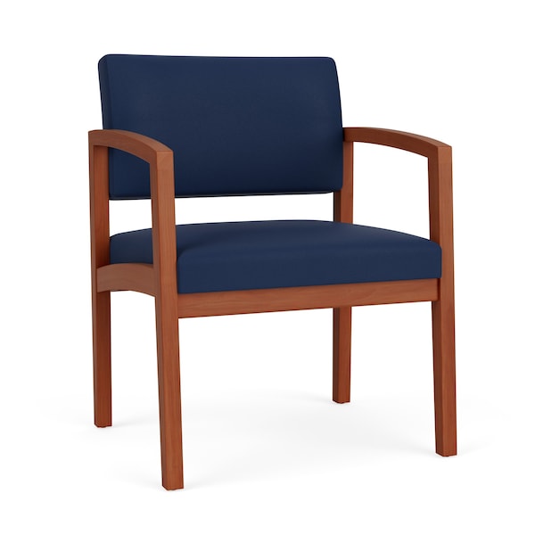 Lesro Lenox Wood Wide Guest Chair Wood Frame, Cherry, MD Ink Upholstery LW1201 - main
